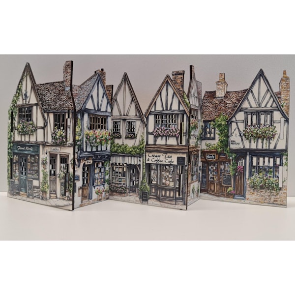 Mini byscen – LED-vänlig design by i engelsk stil -Tudor mini village
