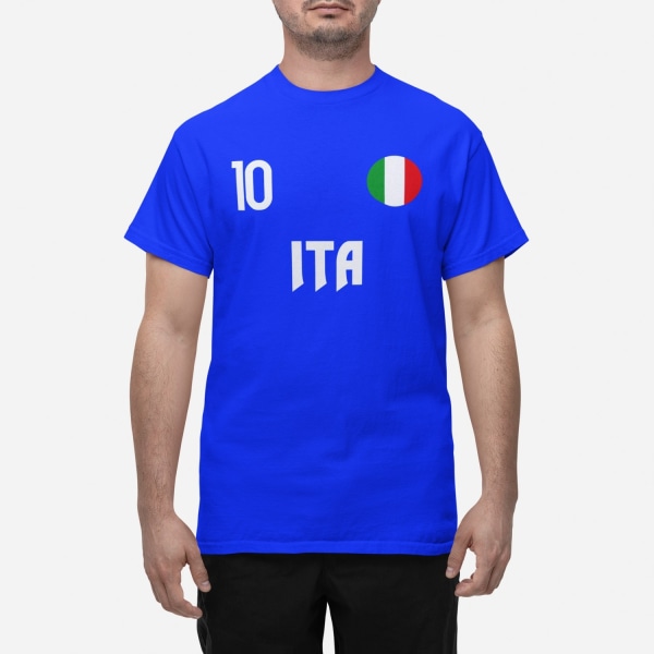 Italien landslag t-shirt i blå med ITA & 10 fotboll italy XXL