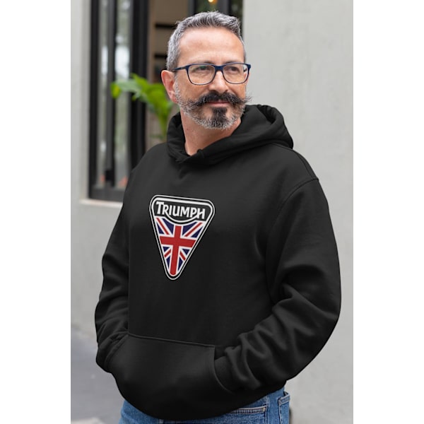 Triumph klassisk motorcykel logga huvtröja hoodie XXXL