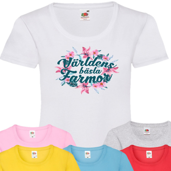 Farmor Blom t-shirt - flera färger - Blom Grå T-shirt - Large 