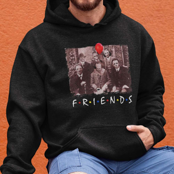 Halloween Huvtröja Pennywise, Jigsaw, Freddie & friends t-shirt S
