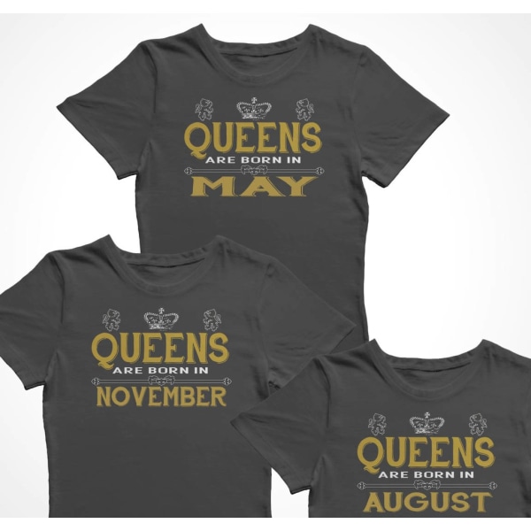 Dam T-shirts Queens are born in.... välja månad Black XL