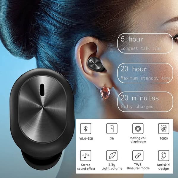 Trådløse hovedtelefoner Bluetooth med mikrofon SORT Black