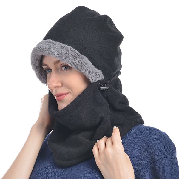 Warm Hat Hat Scarf SVART black