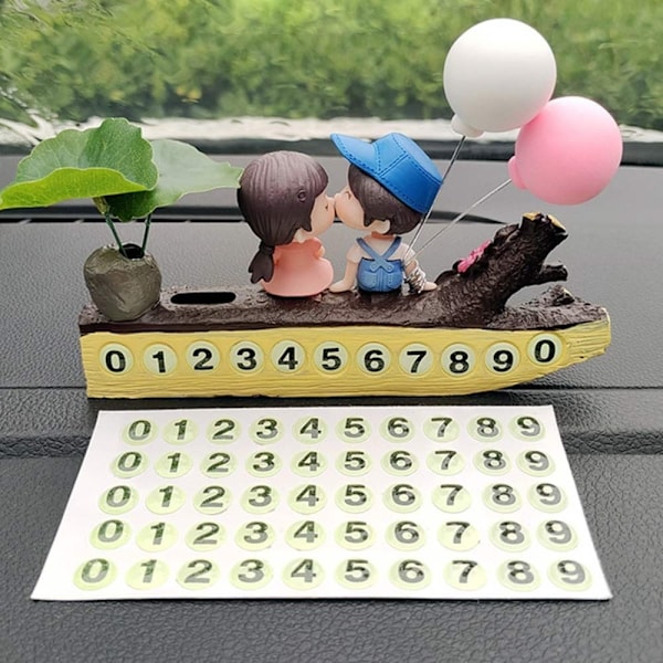 Tillfällig parkeringsnummerskylt Par Actionfigurer Ornament C
