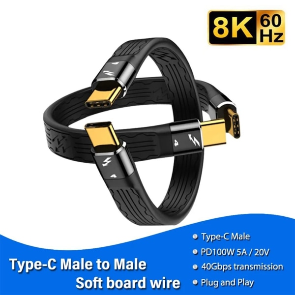 Thunder-bolt 4 USB-C Kabel Type C Dataledning 22CM KABEL 22CM 22cm Cable