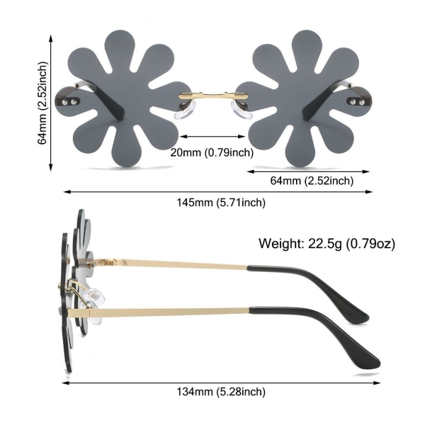 Flower Shape Solbriller Mode Solbriller SORT SORT Black