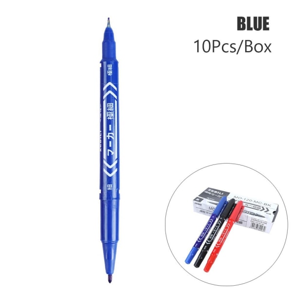 10 kpl Double Tip Pen Öljykynä SININEN Blue