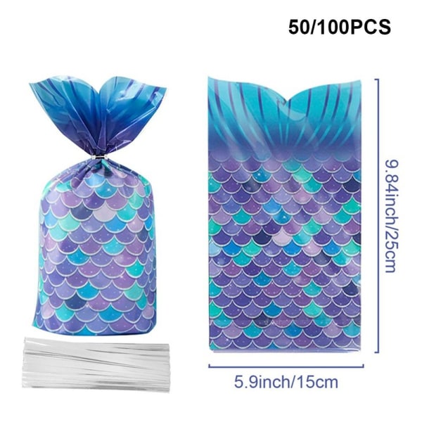50/100 STK Mermaid Tails Cookie slikposer 100 STK 100 STK 100PCS