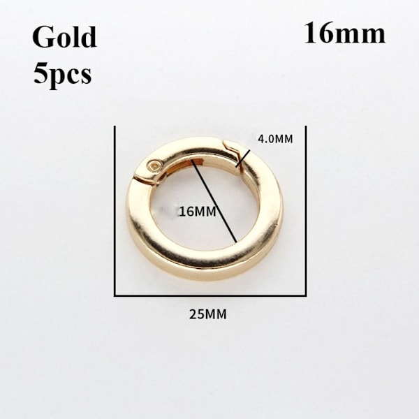 5st Fjäder O-Ringsspännen Karbinhake GULD 16MM Gold 16mm