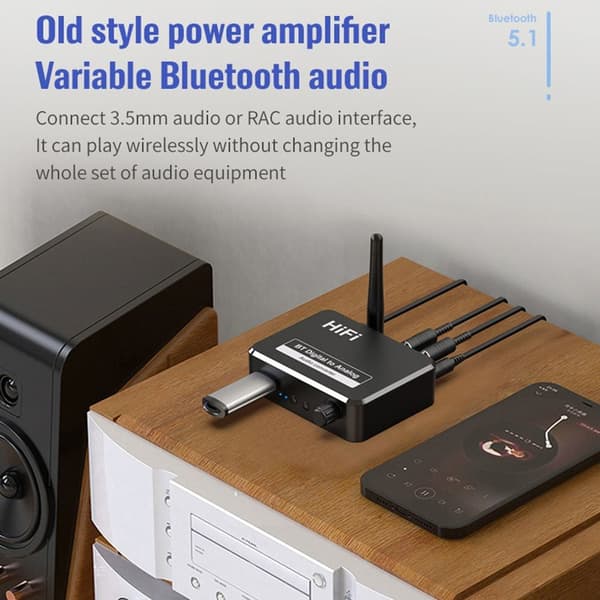 Bluetooth 5.1 Receiver U Disk Digital til Analog Audio