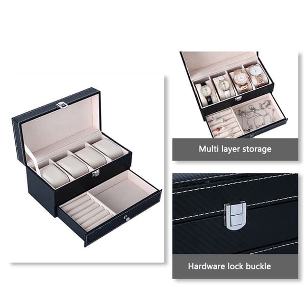 Dubbel Klockbox Klockfodral SVART Black