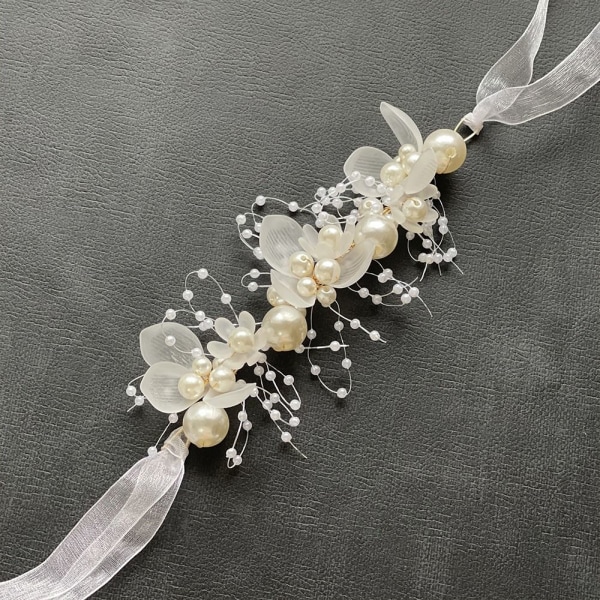 Pearl Wrist Flower Girls Brudtärna VIT HANDLED White Wrist-Wrist