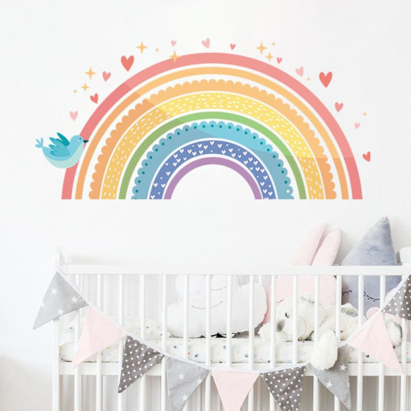 Väggdekor Färgglada Boho Rainbow Heart Tapet Rainbow Dekaler