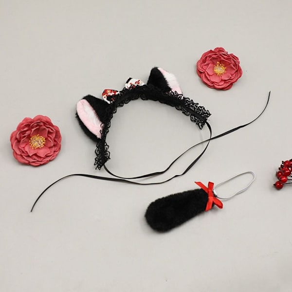 Modekläder Kostymer Broderikläder för flickor RÖD&SVART Red&Black Headband Tails-Headband Tails