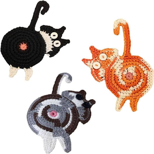 3 kpl Woven Cat Set Käsintehty neulottu Kitten Coaster SET set