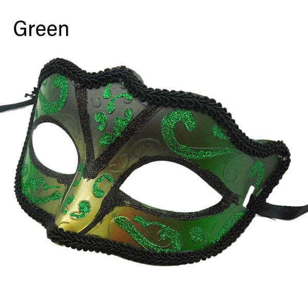 2 stk Masquerade Tiara Dance Mask GRØNN 2STK 2STK green 2pcs-2pcs