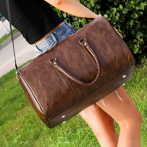 Bagage Holdall PU Læder Duffle BRUN Brown