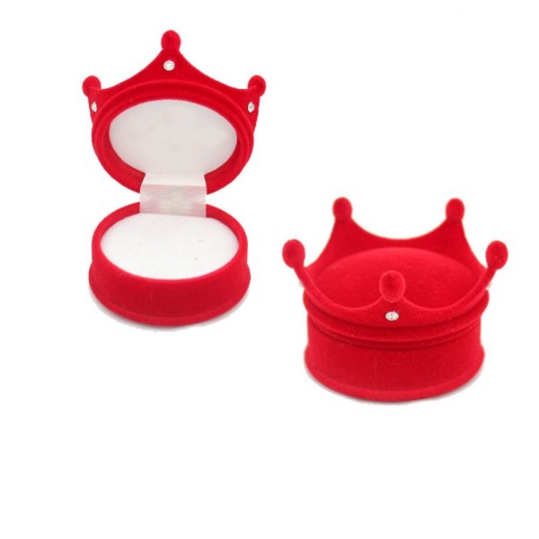 Crown Ring Smykkeskrin Smykke Organizer Opbevaring RØD Red