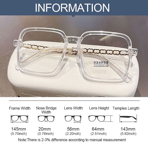 Anti-Blue Light Glasses Ylisuuret silmälasit MUSTA Black