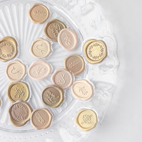 36ST Vaxstämpel Stämpel Stämpel Stämpel klistermärken GULD Gold