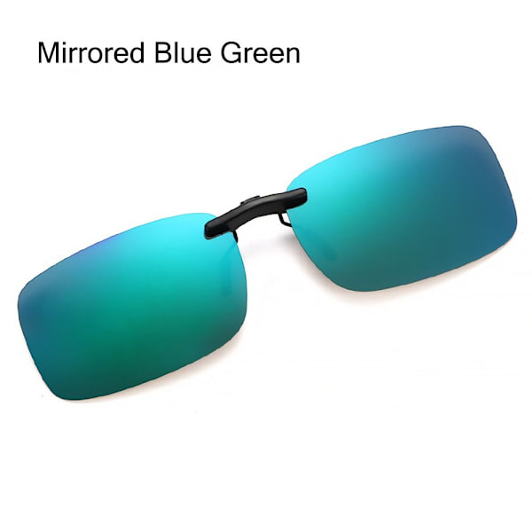 Magnetiske clip-on polariserte solbriller Flip Up solbriller Mirrored Blue Green