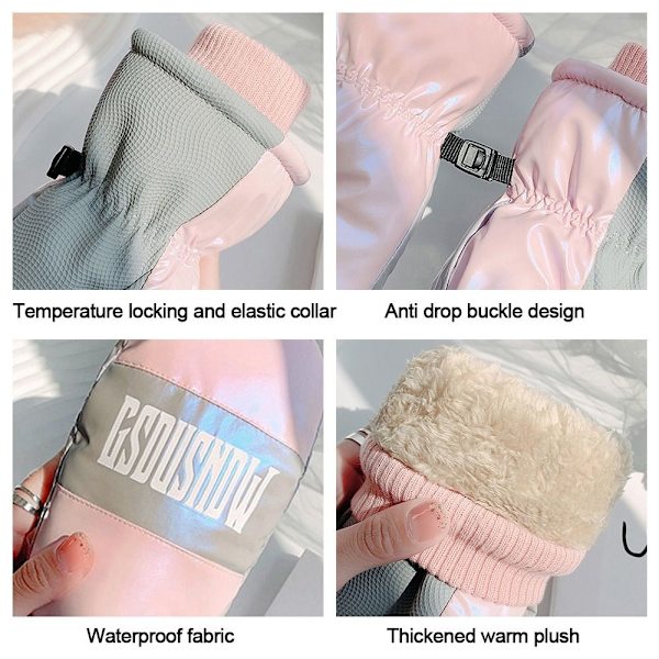 Varme Kvinder Ski Handsker Touch Screen Vanter PINK pink