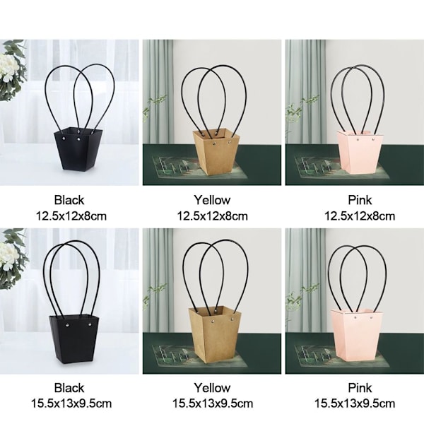 2 Stk Blomsteræske Vandtæt Papir SORT 15,5X13X9,5 Black 15.5x13x9.5
