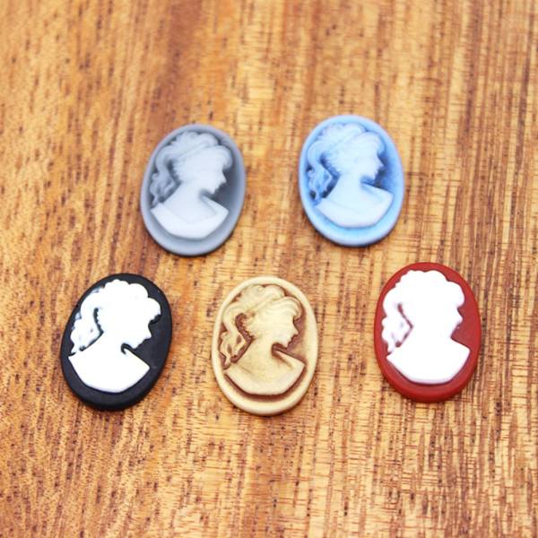 50 stk Resin Lady Head Cameo Flat Back Cabochons Uboret Cameo