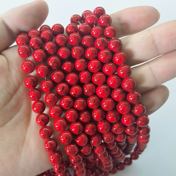 45 STK Natursten Perler Røde Turkis Perler Røde Perler