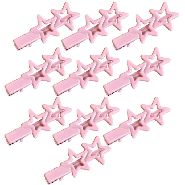 10 STK Star Hair Clips Y2K Flade hårnåle PINK Pink