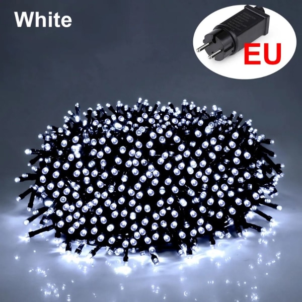 1 Stk LED String Light Jule Dekor Lys EU PLUG-HVIT EU EU Plug-White