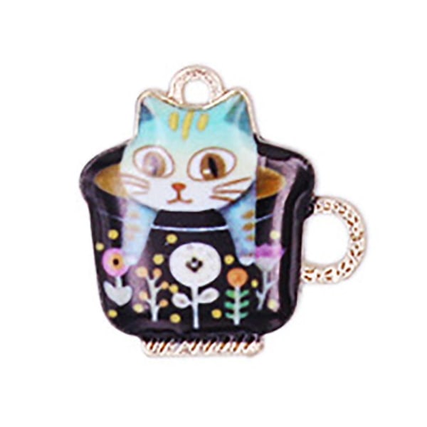 Enamel Cat Charms Cat and Fish Charms Emalje Bulb Charms