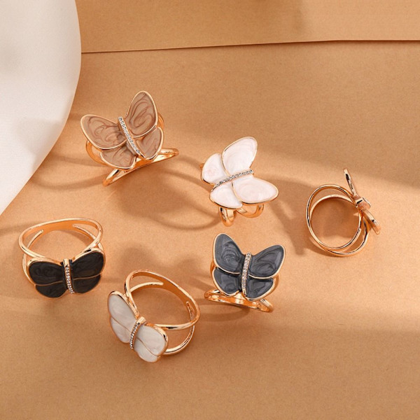 Butterfly Tørklæde Spænde Rhinestone Tørklæde Ring Clip EKSTRA STOR Extra Large