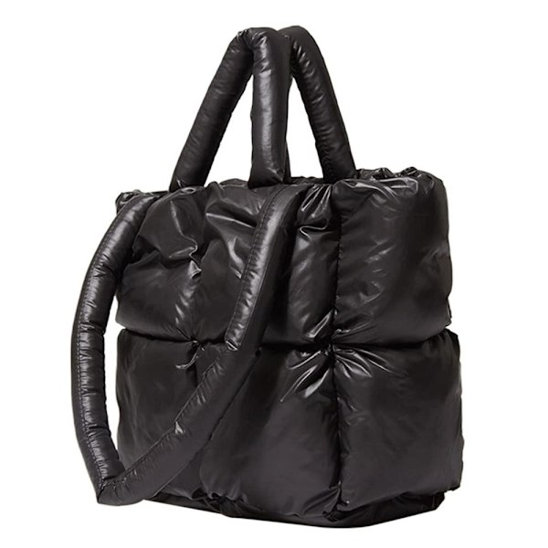 Puffertaske Quiltet mulepose til kvinder SORT HVID SORT HVID Black White