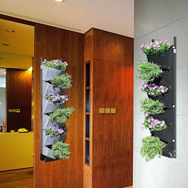 6 Lomme Plantepose Blomsterpotter SORT Black
