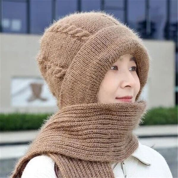 Integrert Cap Skjerf Beanie Hat Skjerf ROSA Pink