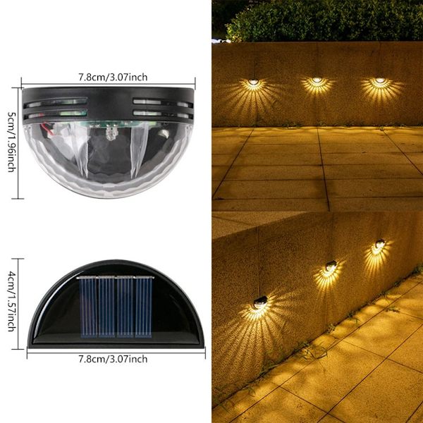 2STK LED Solar Light Udvendig Væglampe SORT VARM LYS VARM Black Warm light-Warm light