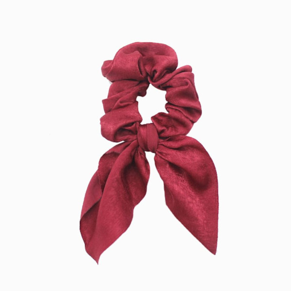 5st Silk Scrunchie Bowknot Hårrep VINRÖTT wine red
