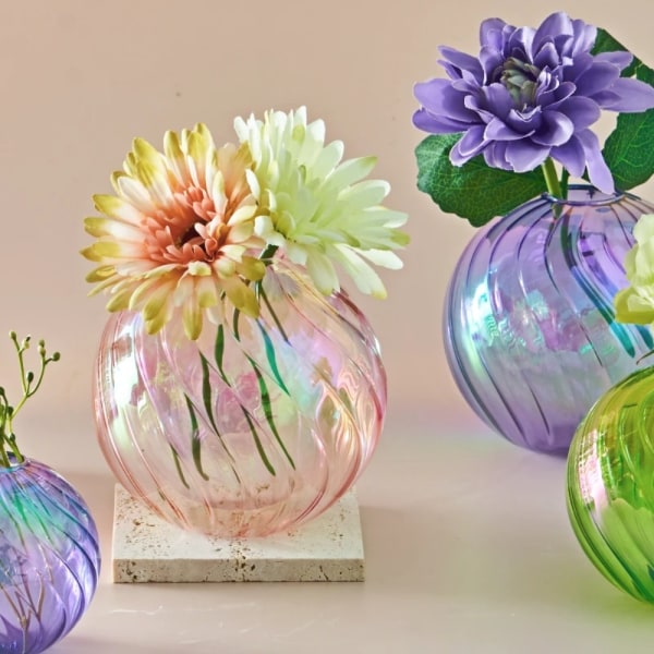 Invändig glasvas Iriserande bollvaser ROSA S S pink S-S
