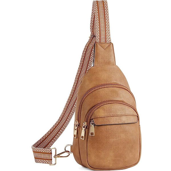Läder Crossbody-väska Solid Fanny Pack LJUSBRUN light brown