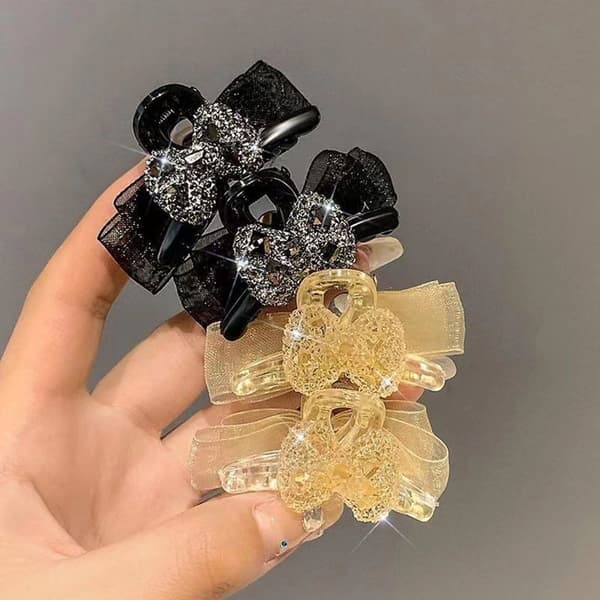 Rhinestone Butterfly Claw Clips Hårklør SORT Black