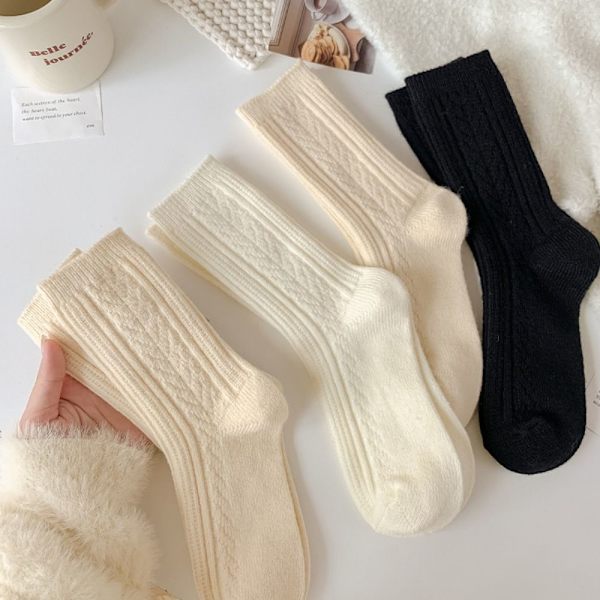 Termiske lange sokker Cashmere ullsokker BEIGE beige