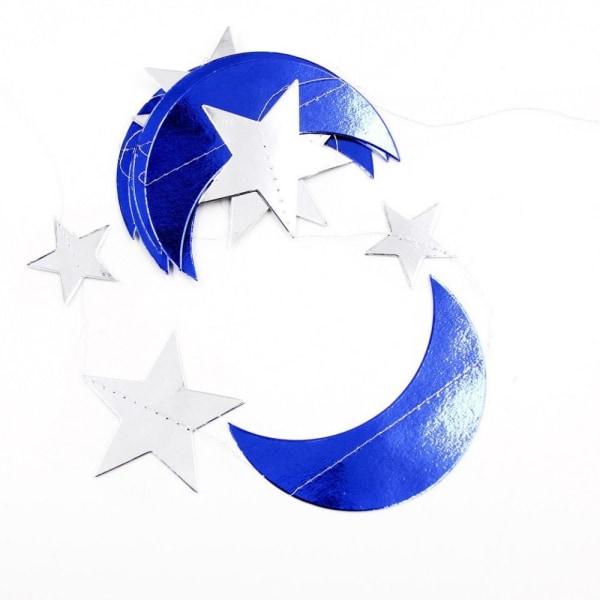 3 Set Eid Mubarak Dekoration Ramadan Banner BLÅ&SILVER 2M