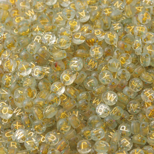 1000 st Gold Letter Beads Charm Transparent Round Letter Pärlor