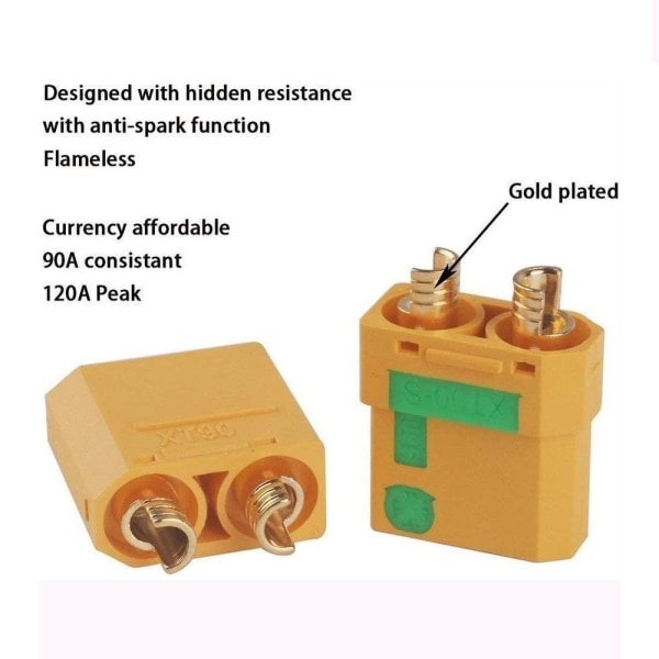 1 par XT90S-kontaktkontakt Adaptergränssnittskontakt 1Pairs