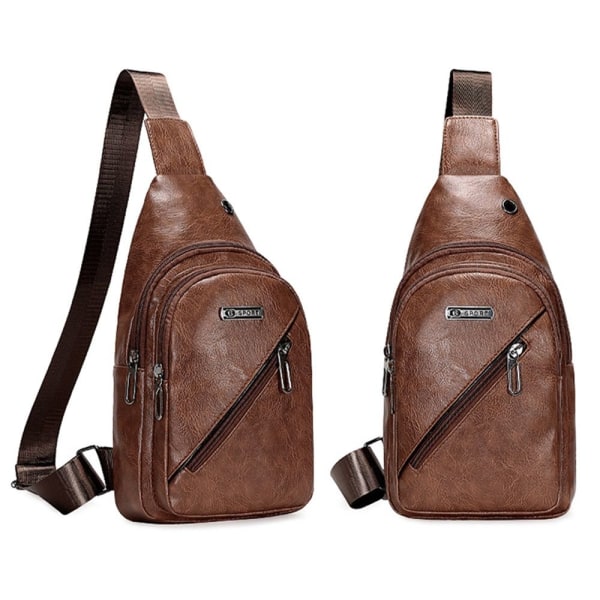 Sling Crossbody Bag Skulder Rygsæk MØRKEBRUN Dark Brown