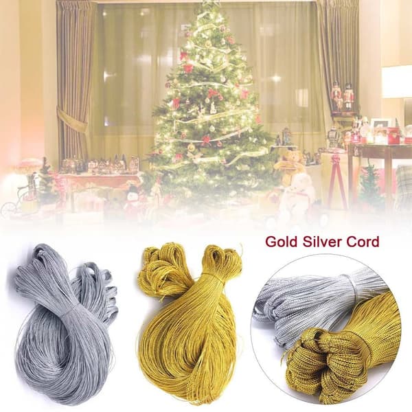 100m Guld Silver Sladd Presentförpackning Snöre SILVER 2MM 2MM silver 2mm-2mm