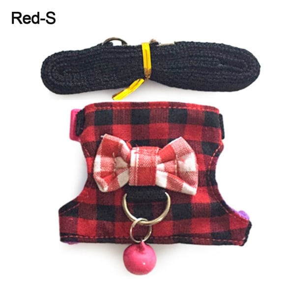 Stripe Pet Bröstrem Bowtie Sele Väst RÖD S S Red S-S