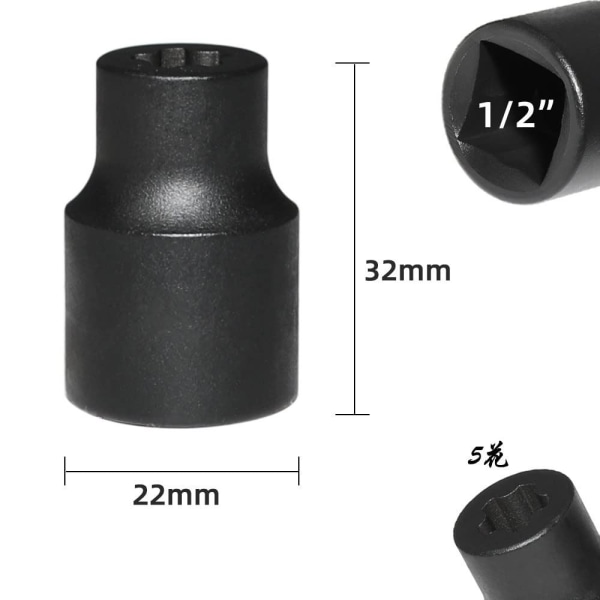 Afmonteringsmuffe Drive Socket Stjerne Socket